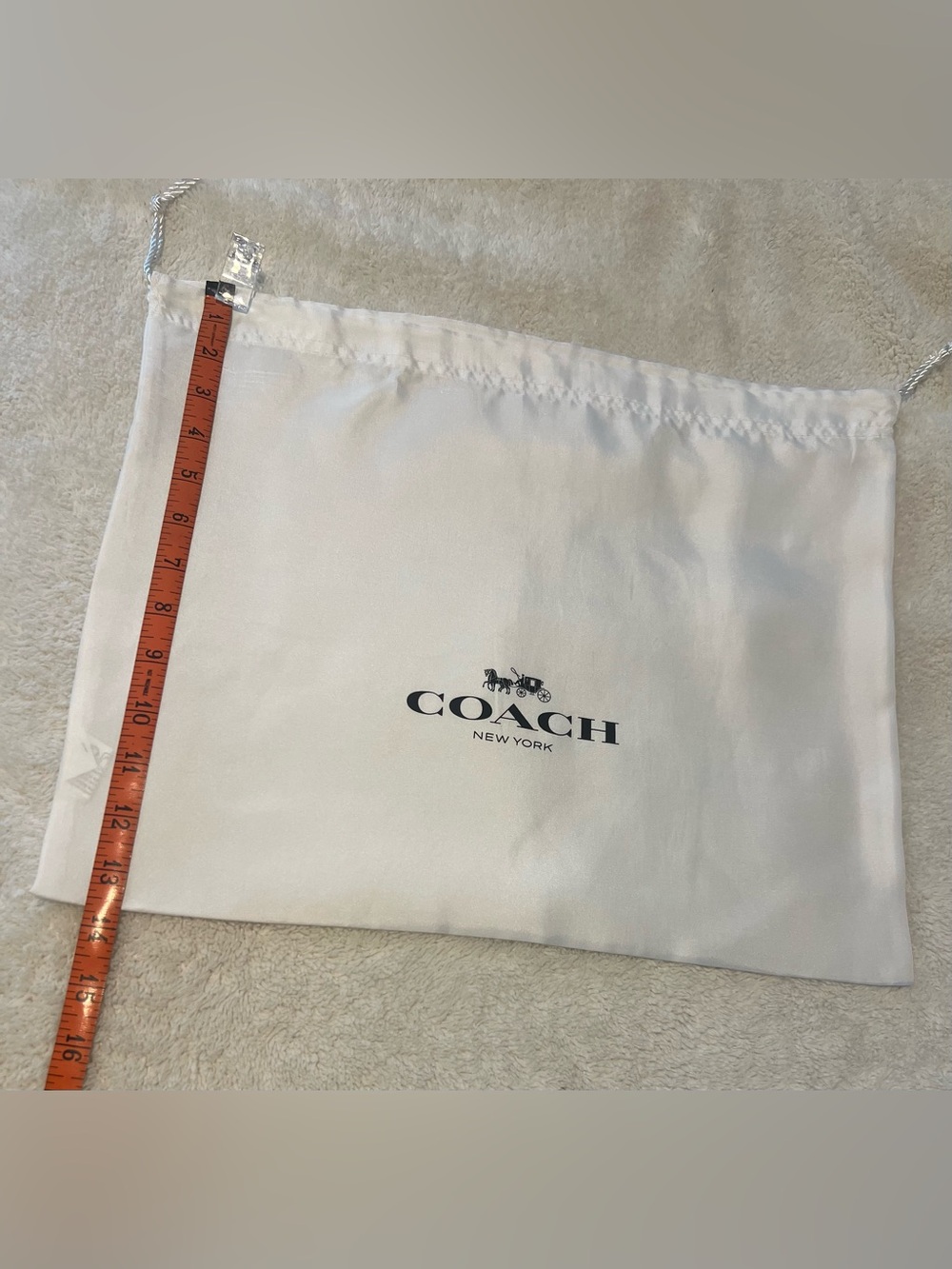Coach White Drawstring Logo Dust Bag with Black Print - Picture 2 of 3
